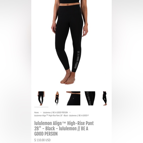 Lululemon 28” Align x Be A Good Person Collab leggings - Picture 1 of 4